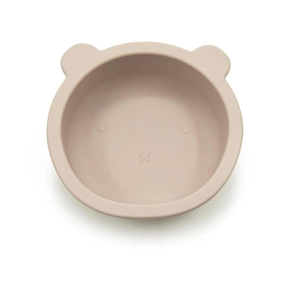 Silikónová miska s prísavkou Medvedík, priemer 12 cm - svetlo béžová