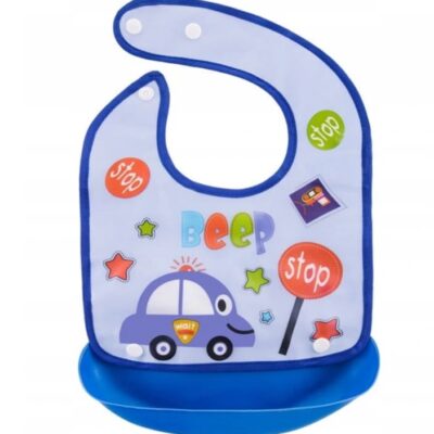 Silikónový podbradník Autíčko (modré)