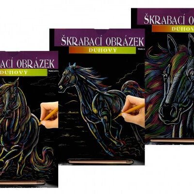 Škrabací obrázok dúhový A4 kôň 23x32cm 3 druhy