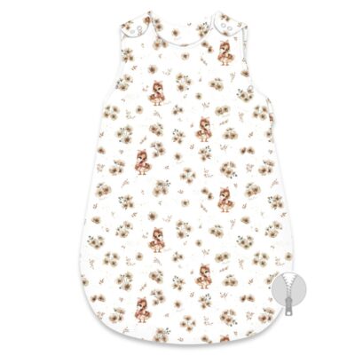 Spací vak, bavlna, 74 cm, Kačičky - biela, béžová