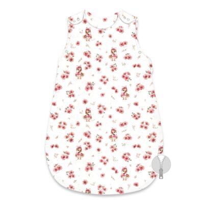 Spací vak, bavlna, 74 cm, Kačičky - biela, púdrovo ružová