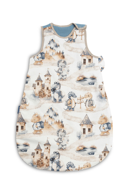 Spací vak mušelín, bavlna, Dráčik, 70x45cm, S - jeans