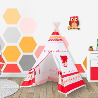 Detský stan Teepee: Biely/Červený