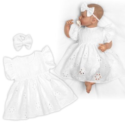 Sukničkobody s volánikom + čelenka Viktorie, Madeira, 2D sada, biele, 68/74