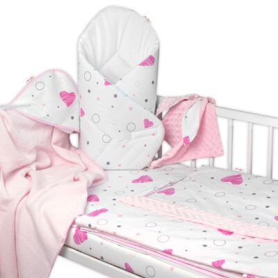 Súprava do postieľky 6D, I love Girl, Baby Nellys 120x90cm, biela/ružová