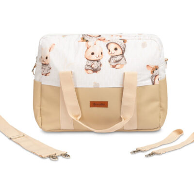 Taška ku kočíku, ekokoža, Králičci, béžová