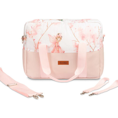 Taška ku kočíku, ekokoža, Víla Ema, ružová, biela