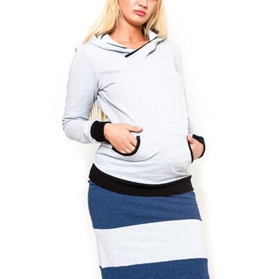 Tehotenská sukňa Be Maamaa - LORA jeans / zv. šedé