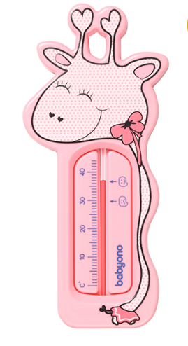 Ružový teplomer do vody ŽIRAFA