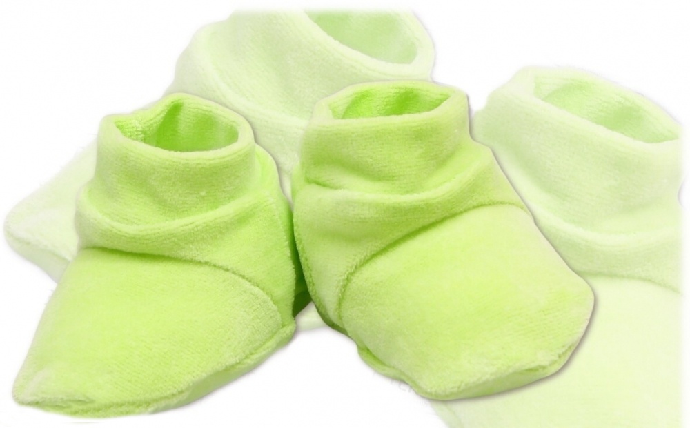 TERJAN: VELUR zelené topánočky/ponožky
