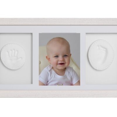 Trojrámik, Baby odtlačok v rámčeku - darčeková sada pre bábätko - biela