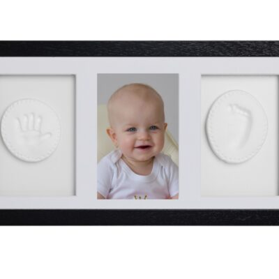Trojrámik, Baby odtlačok v rámčeku - darčeková sada pre bábätko - čierna