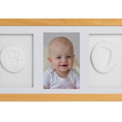 Trojrámik, Baby odtlačok v rámčeku - darčeková sada pre bábätko - prírodná