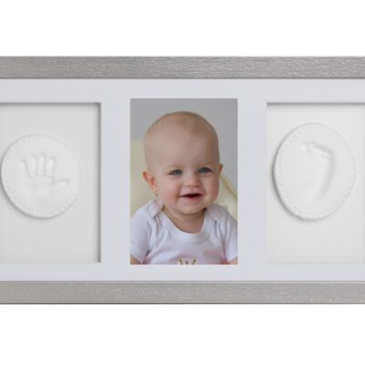 Trojrámik, Baby odtlačok v rámčeku - darčeková sada pre bábätko - strieborná