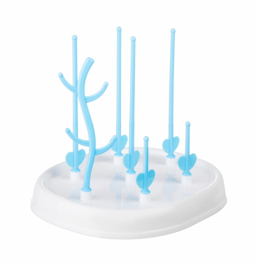 Univerzálna sušička, odkvapkávač na fľaše a cumlíky – modrá. biela