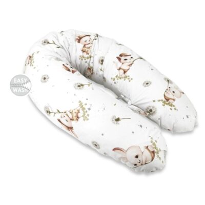 Vankúš na dojčenie/relaxačná poduška, bavlna, 185 cm, Kocúrik a púpava - biela