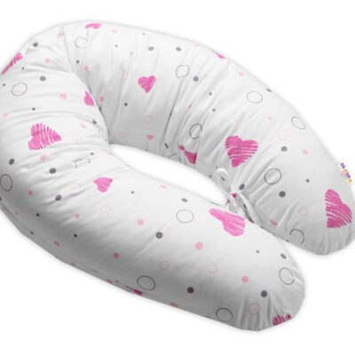 Vankúš na dojčenie/relaxačná poduška, bavlna I love Girl Baby Nellys, ružová/biela