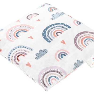 Veľký nahrievací vankúšik Dúha s kôstkami (pastelová)