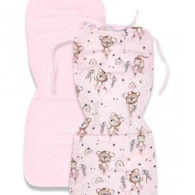 Vložka do kočíka bavlna/velvet, Little Balerina - růžová