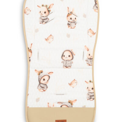 Vložka do kočíka, mušelín, Králičci, béžová