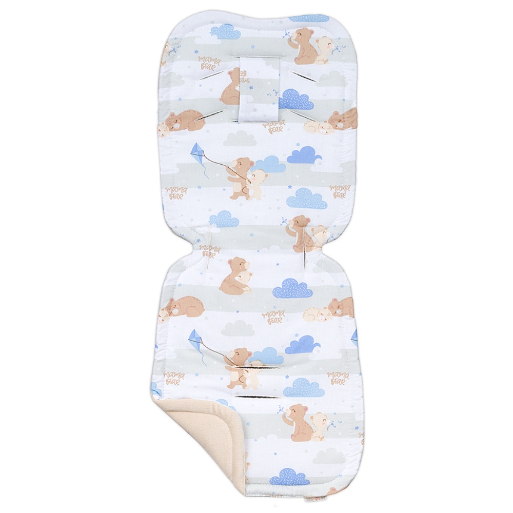 Vložka do kočíka prešívaný Velvet Premium - Medvedíky v béžovej