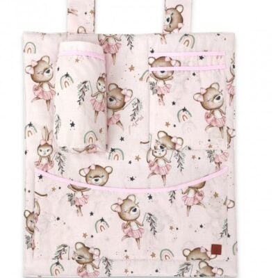 Vreckár na postieľku, bavlna, Little Balerina - ružový