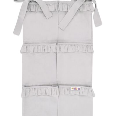 Vreckár na postieľku ROYAL s volánikmi (sivý)