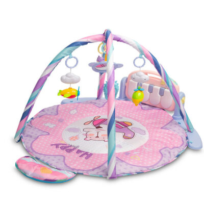 Vzdelávacia edukačná hracia podložka s hrazdičkou a so zvukmi, Happy, ružová