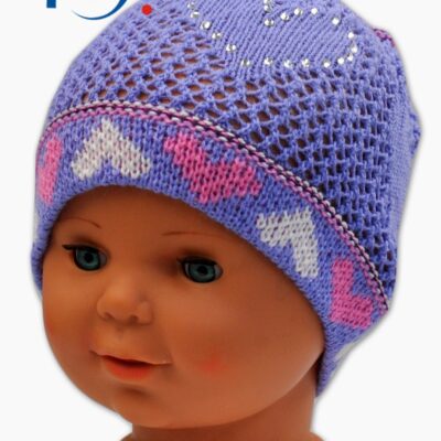 YO!: Háčkovaná čiapočka Srdiečka (fialová)