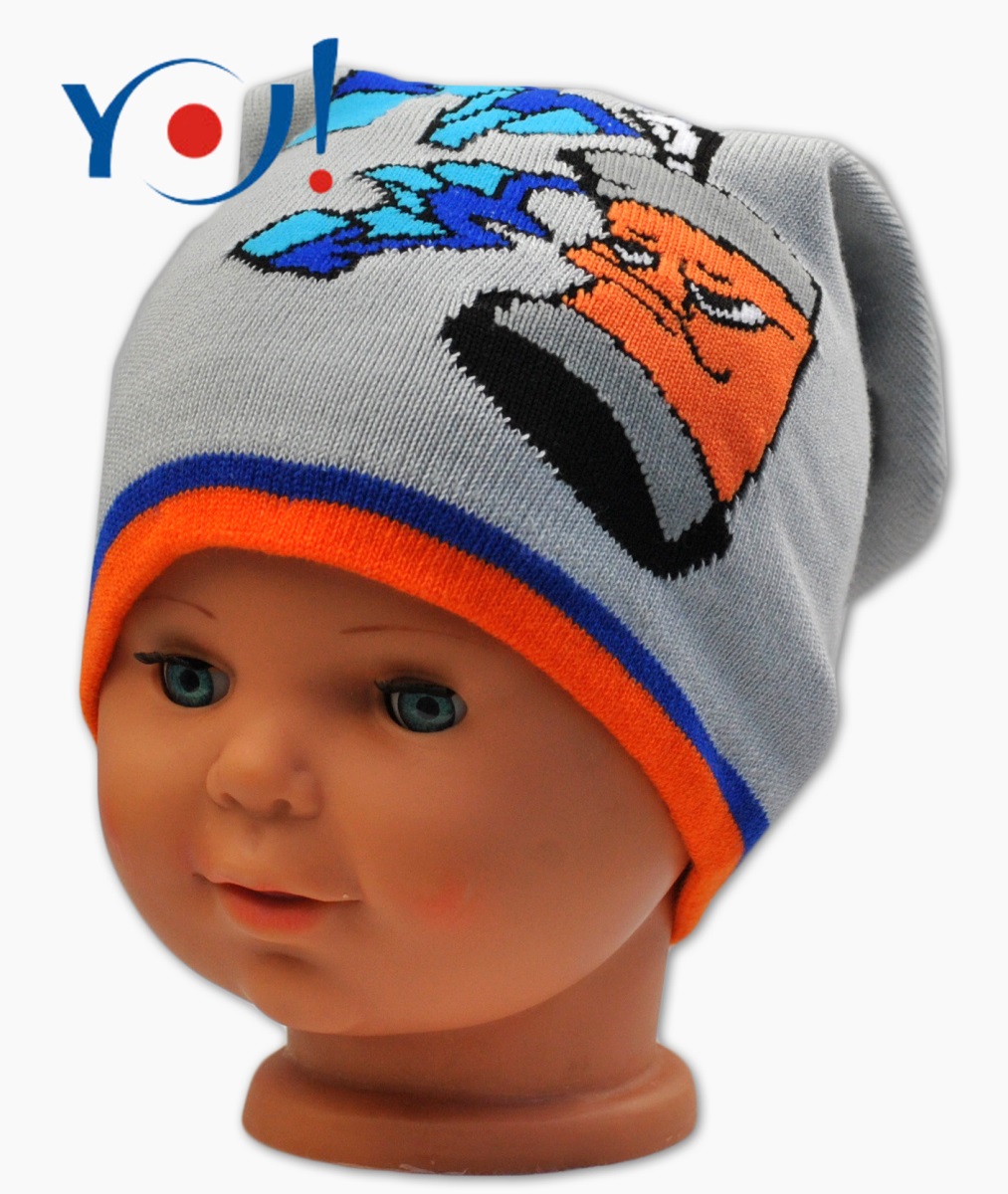 YO!: Jesenná čiapka Graffiti (sv. sivá/oranž. lem)