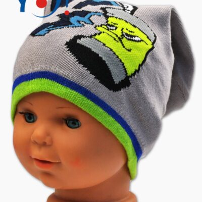 YO!: Jesenná čiapka Graffiti (tm. sivá/zelený lem)