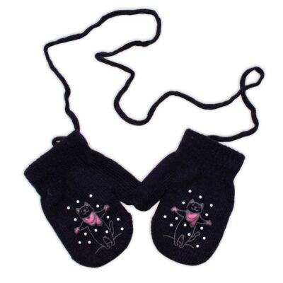 YO! Zimné dievčenské rukavičky so šnúrkou Micka - granátové, veľ. 110