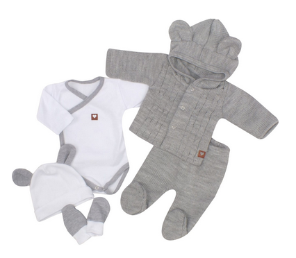 Z 5-dielna kojenecká súpravička do pôrodnice - šedá, biela