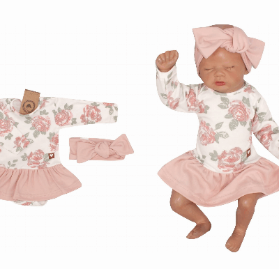 Z & Z 2-dielna sada sukničkobody s kvetmi + čelenka - staroružová, veľ. 68