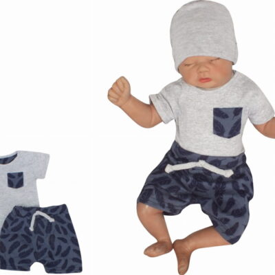 Z&Z 2-dielna sada tričko kr. rukáv, kraťasky s povrázkom Pierka - granát, sivá, veľ. 62