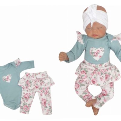 Z&Z 2-dielna súpravička body a legíny so sukničkou Kvety - matová/ecru, veľ. 80