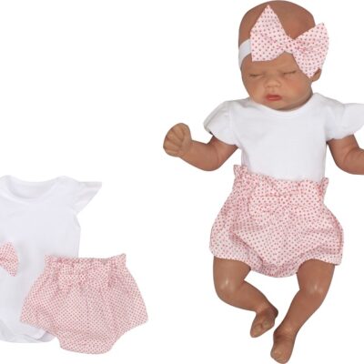 Z & Z 3-dielna sada body Kr. rukáv, kraťasky, čelenka s mašľou - ružová, biela, veľ. 80
