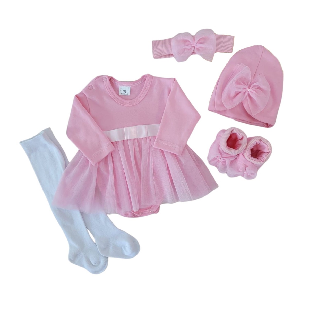 Z & Z 5-dielna súpravička sukničkobody, panč., čiapka, čelenka, topánky - růžová, Veľ. 80