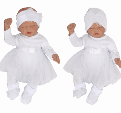 Z & Z 5-dielna súpravička sukničkobody, pančuchy, čiapka,čelenka, topánki - biela, veł. 86