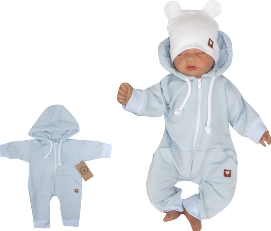 Z & Z Detský teplákový overal s kapucňou, sv.modrý, veľ. 62