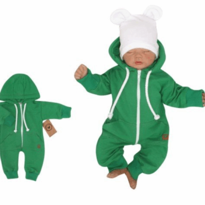 Z&Z Detský teplákový overal s kapucňou, zelený, veľ. 68