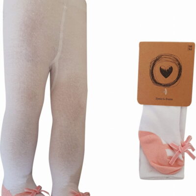 Z&Z Dojčenské pančuchy s mašličkou - ružová/biela