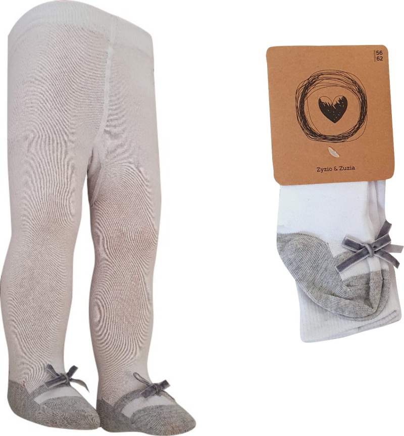 Z&Z Dojčenské pančuchy s mašličkou - sivá/biela