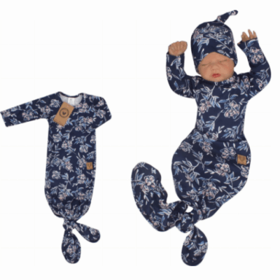 Z & Z: Dojčenský overal + čiapka Kvety (granát)