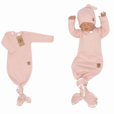 Z & Z: Dojčenský bavlnený overal + čiapka (ružový)
