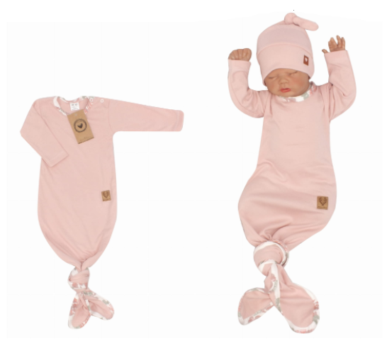 Z & Z: Dojčenský bavlnený overal + čiapka (ružový)