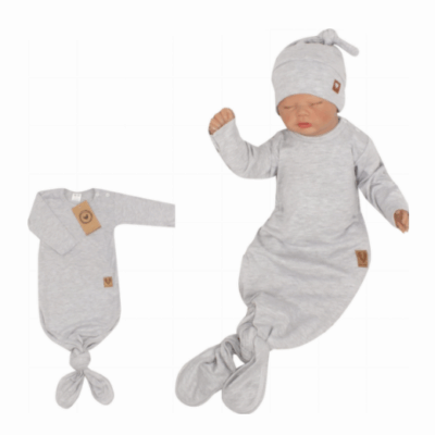 Z & Z: Dojčenský bavlnený overal + čiapka (sivý)
