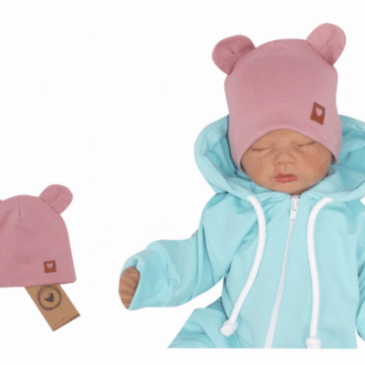 Z & Z Dvojvrstvová bavlnená čiapočka LOVE TEDDY, lila, veľ. 68/74