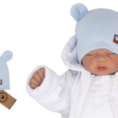 Z & Z Dvojvrstvová bavlnená čiapočka LOVE TEDDY, sv. modrá