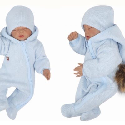 Z&Z Prechodová kombinéza s kapucňou a kožušinovou brmbolcom, modrá, veľ. 86